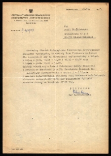 Dokumenty dot. działalności dydaktycznej prof. Zbigniewa Śliwińskiego