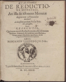 Questionis De Reductione Monetali