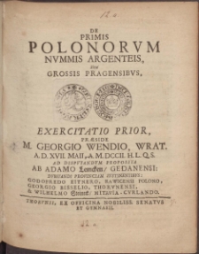 De Primis Polonorvm Nvmmis Argenteis