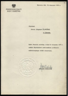 Nadanie tytułu naukowego profesora nadzwyczajnego sztuki muzycznej Zbigniewowi Śliwińskiemu