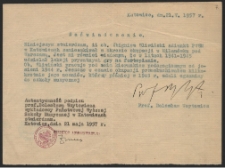 Zaświadczenie prof. Bolesława Woytowicza o działalności pedagogicznej ad. Zbigniewa Śliwińskiego w latach 1941-1945