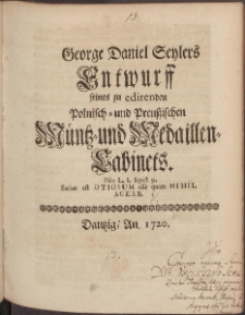 George Daniel Seylers Entwurff seines zu edirenden Polnisch