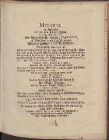 Medaille, zum Andencken der vor zwey hundert Jahren