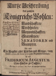 Kurtze Beschreibung des gantzen K&ouml;nigreichs Pohlen