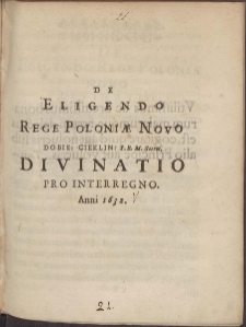 De Eligendo Rege Poloni&aelig; Novo Dobie