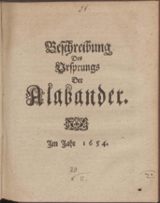 Beschreibung des Ursprungs der Alabander