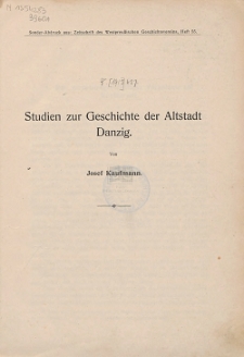 Studien zur Geschichte der Altstadt Danzig