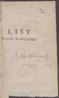 List Senatora Do Przyiaciela
