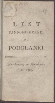 List Sandomierzanki Do Podolanki