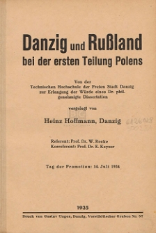 Danzig und Russland bei der ersten Teilung Polens