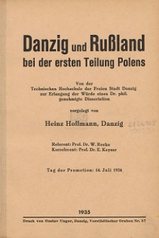 Danzig und Russland bei der ersten Teilung Polens