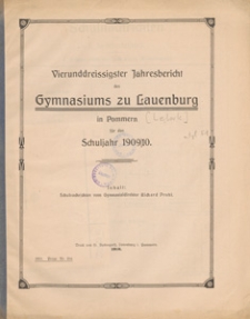 Jahresbericht des Gymnasiums zu Lauenburg in Pommern : für das Schuljahr 1909/1910 (1910)