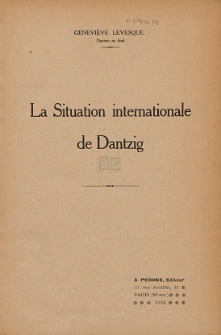 La Situation internationale de Dantzig
