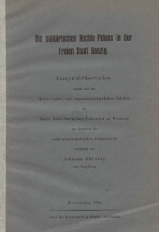 Die militärischen Rechte Polens in der Freien Stadt Danzig