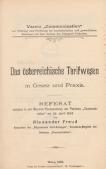 Das &ouml;sterreichische Tarifwesen in Gesetz und Praxis