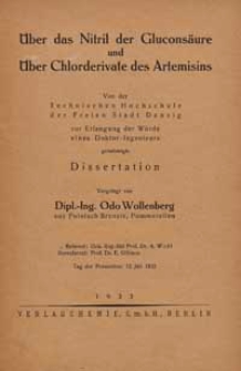 Über das Nitril der Gluconsäure und über Chlorderivate des Artemisins