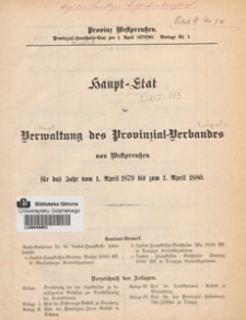 Provinz Westpreussen : Provinzial-Haushalts-Etat pro 1. April 1879/80