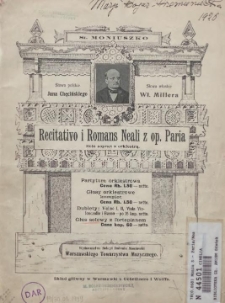 Recitativo i romans Neali z opery Paria / St. Moniuszko ; słowa polskie J. Chęcińskiego, slowa włoskie Wł. Millera.