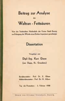 Beitrag zur Analyse der Waltran-Fettsäuren