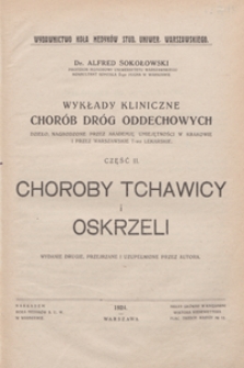 Wykłady kliniczne chorób dróg oddechowych. Cz. 2, Choroby tchawicy i oskrzeli