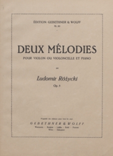 2 Mélodies : [Andante h-moll i Allegretto e-moll] : op. 5 : pour violon ou violoncelle et piano