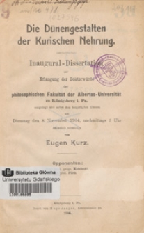 Die D&uuml;nengestalten der Kurischen Nehrung : Inaugural-Dissertation