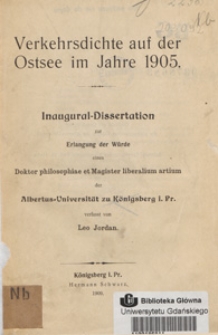 Verkehrsdichte auf der Ostsee im Jahre 1905 : Inaugural-Dissertation