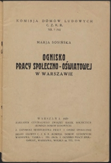 Ognisko pracy społeczno-oświatowej w Warszawie