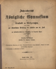 Jahresbericht uber Konigliche Gymnasium zu Neustadt in Westpreussen