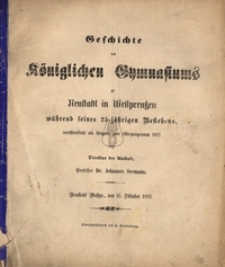 Geschichte des Koniglichen Gymnasiums zu Neustadt in Westpreussen