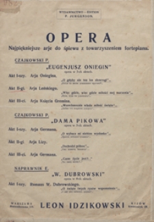 Eugeniusz Oniegin : aria Leńskiego przed pojedynkiem z II aktu opery : na fortepian z tekstem / oprac. M. Skolimowski