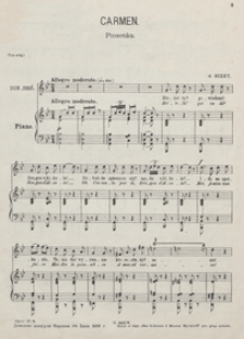 Carmen : Piosenka Don Jose : g-moll : na głos wysoki (tenor) i fortepian