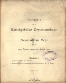 Bericht uber das Konigliche Gymnasium zu Neustadt in Westpreussen