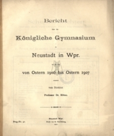 Bericht uber das Konigliche Gymnasium zu Neustadt in Westpreussen