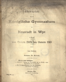 Bericht uber das Konigliche Gymnasium zu Neustadt in Westpreussen