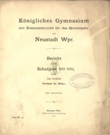 Konigliches Gymnasium mit Ersatzunterricht fur das Griechische zu Neustadt Wpr.