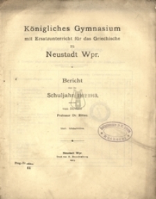 Konigliches Gymnasium mit Ersatzunterricht fur das Griechische zu Neustadt Wpr.