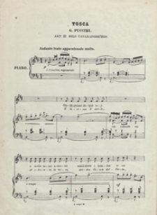 Tosca : aria Cavaradossiego z 3 aktu opery "E lucevan le stelle..." : h-moll : [na tenor z tow. fortepianu]