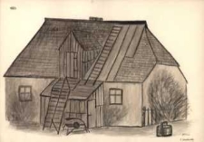 Szczyt kurnej chaty z widoczny dymnikiem Śmiechowo-Wejherowo