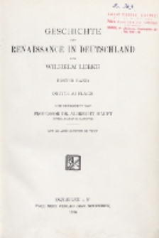 Geschichte der Renaissance in Deutschland. Bd. 1