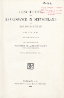 Geschichte der Renaissance in Deutschland. Bd. 2