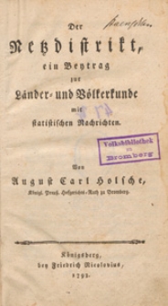 Der Netzdistrikt, ein Beytrag zur Länder- und Völkerkunde mit statistischen Nachrichten
