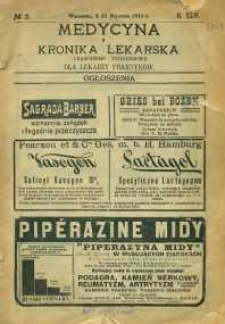Medycyna i Kronika Lekarska : czasopismo tygodniowe dla lekarzy praktyków, 1910, R.45, nr 3