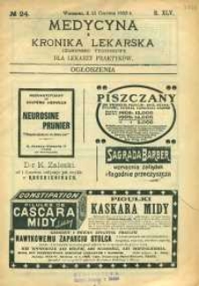 Medycyna i Kronika Lekarska : czasopismo tygodniowe dla lekarzy praktyków, 1910, R.45, nr 24