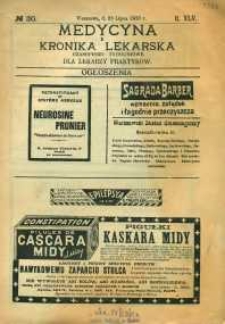 Medycyna i Kronika Lekarska : czasopismo tygodniowe dla lekarzy praktyków, 1910, R.45, nr 30