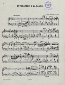Invitation à la valse = [Aufforderung zum Tanz] : [rondo] Des-dur op.65 : [J:260] : pour piano / rev. par Rodolphe Strobl