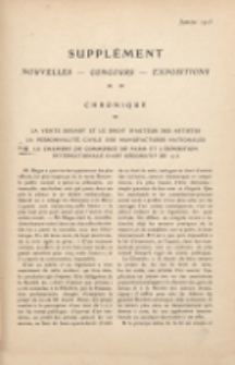 Art et décoration : revue mensuelle d'art moderne. 1913 Supleément Chronique, janvier