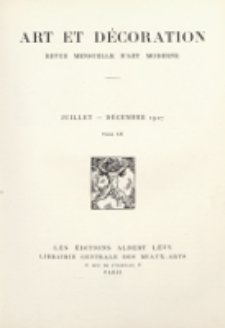Art et décoration : revue mensuelle d'art moderne 1927, tome LII, janvier-juin