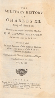 The military history of Charles XII T. 3