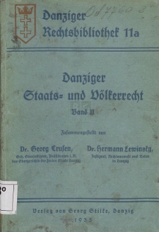 Danziger Staats- und Völkerrecht. Bd. 2